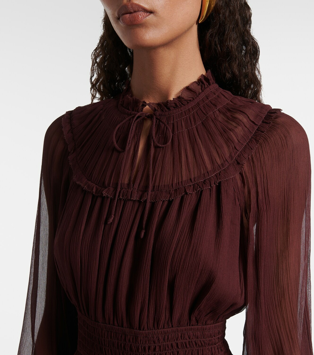 Ulla Johnson Ava tie-neck silk chiffon minidress