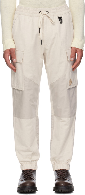 Photo: Moncler Grenoble Moncler x FRGMT Hiroshi Fujiwara Beige Cotton & Linen Jogging Cargo Pants