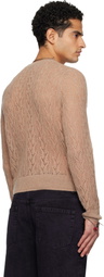 Dries Van Noten Taupe Lace Stitch Alpaca Sweater