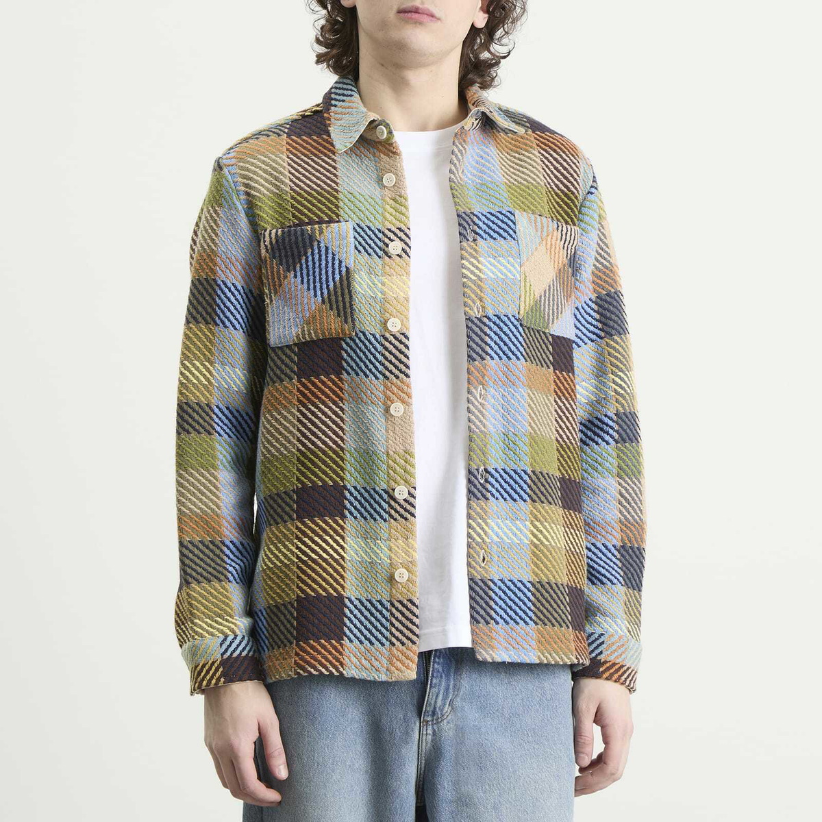 Wax London Men's Whiting Pike Check Overshirt in Khaki/Multi