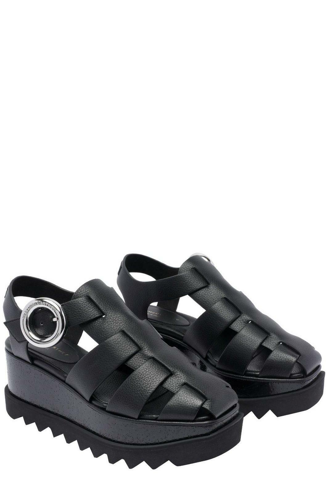 【関税込み】stella mccartney ELYSE' SANDALS Women Black/White Sneak-Elyse Striped Platform Sandals
