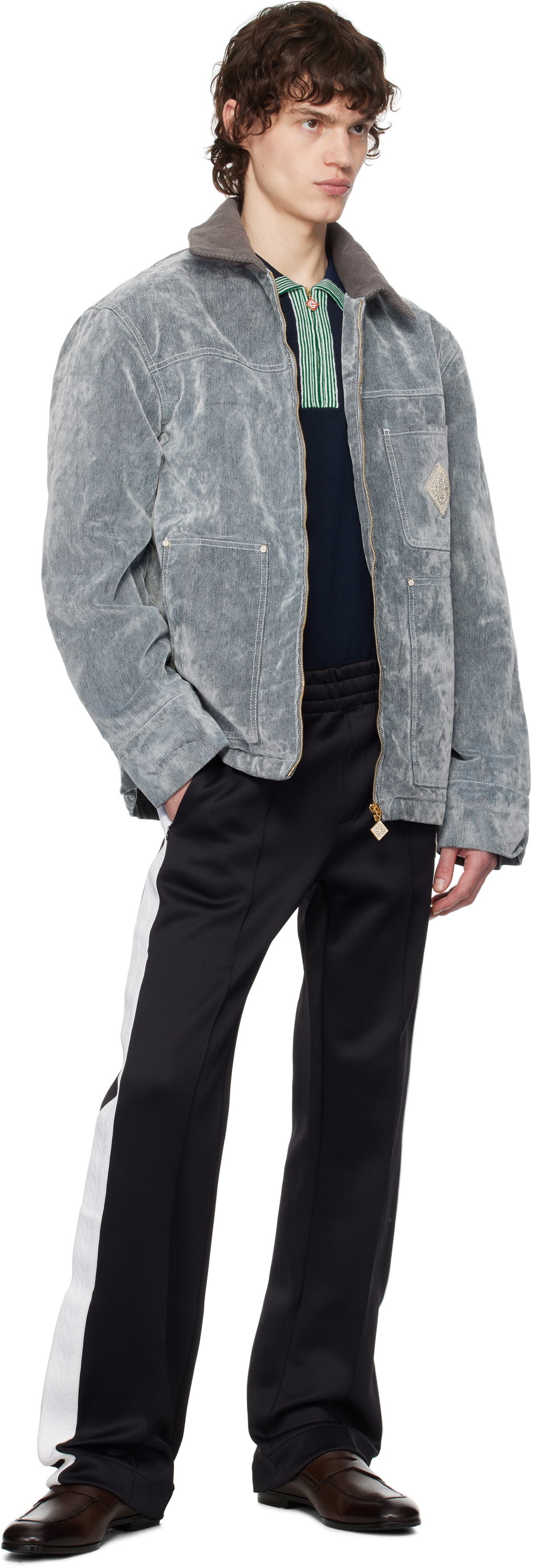 Casablanca Gray Peach Texture Denim Jacket
