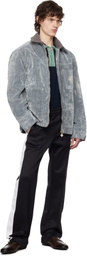 Casablanca Gray Peach Texture Denim Jacket