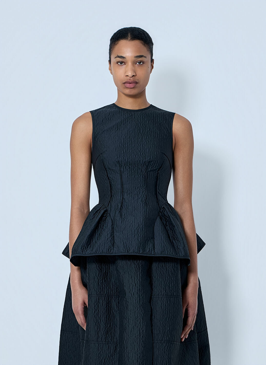 Cecilie Bahnsen CBdaimi Stria Matelassé Peplum Top