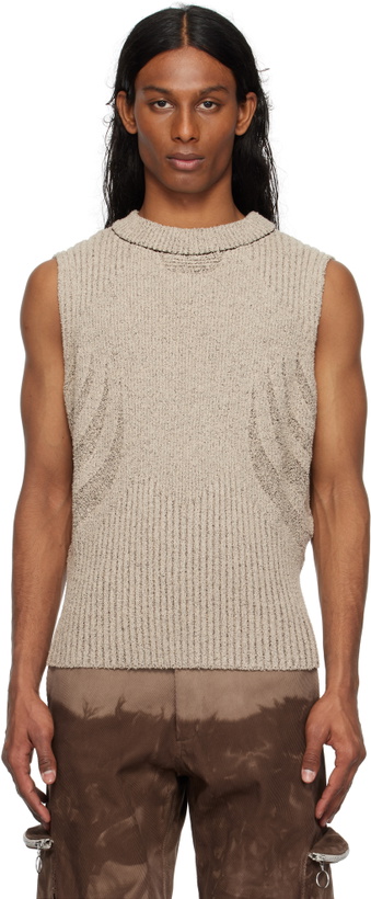 Photo: Charlie Constantinou Beige & Brown Knit Vest