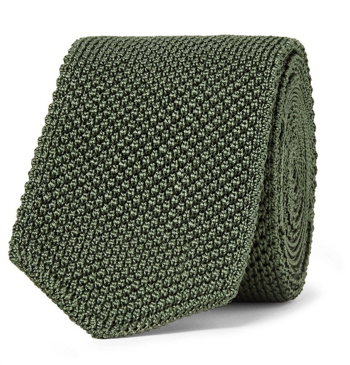 Photo: Ermenegildo Zegna - 6cm Knitted Silk Tie - Army green