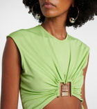 Christopher Esber Bezel Quartz cutout jersey minidress
