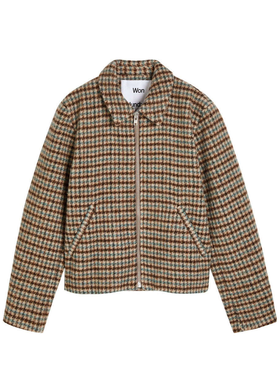 Won Hundred Dutton Houndstooth Brushed Wool-blend Jacket Brown