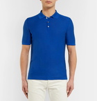 Brioni - Slim-Fit Knitted Silk Polo Shirt - Men - Blue