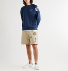 adidas Consortium - Human Made Logo-Embroidered Striped Loopback Cotton-Jersey Sweatshirt - Blue