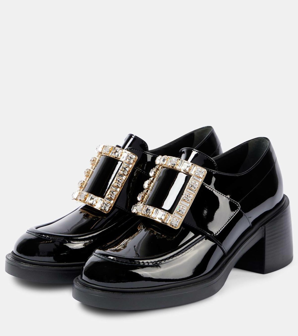 【ROGER VIVIER】ロゴ バックル付き アンクルブーツ【送関込】 Roger Vivier Viv' Rangers 60 patent leather loafer pumps