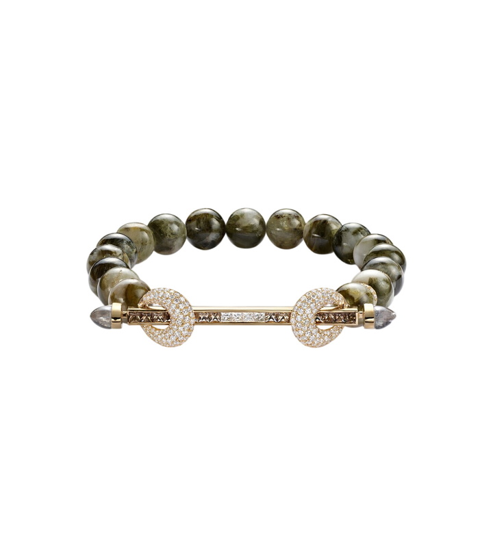 Photo: Ananya Chakra 18kt gold beaded bracelet with gemstones