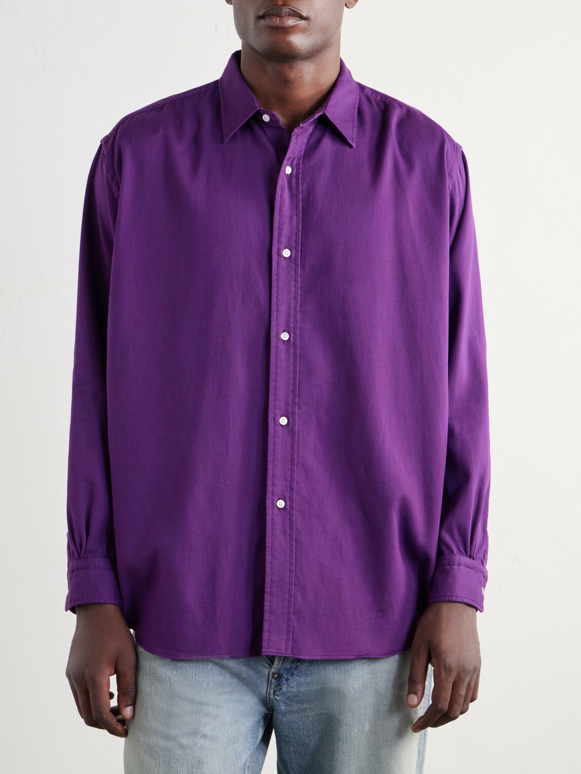 A.PRESSE - Cotton-Twill Shirt - Purple