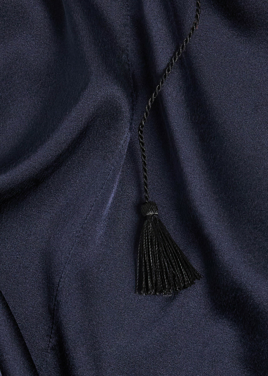 Forte_forte Wrap-front Stretch-silk Blouse Dark Blue