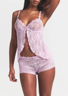 Skims Stretch-lace Babydoll top Light Pink