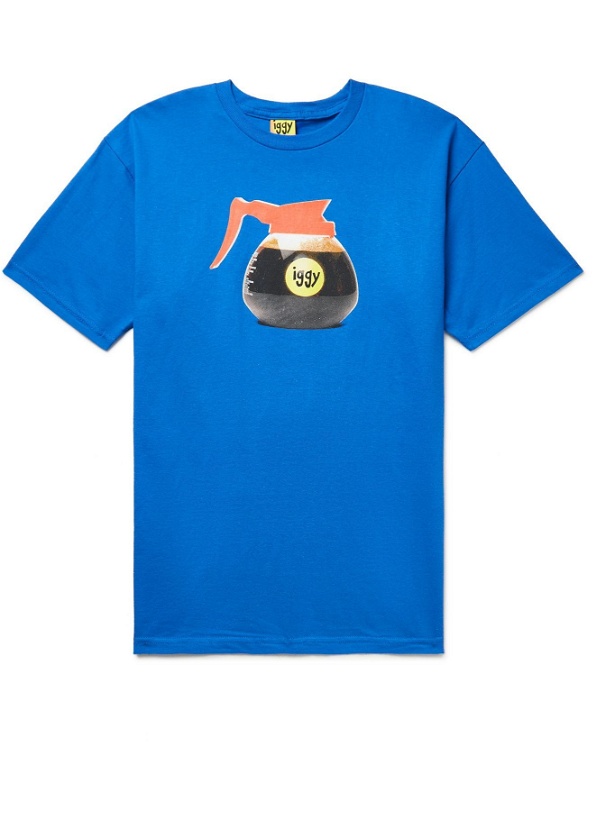 Photo: IGGY - Printed Cotton-Jersey T-Shirt - Blue