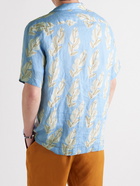 Frescobol Carioca - Roberto Camp-Collar Printed Linen Shirt - Blue