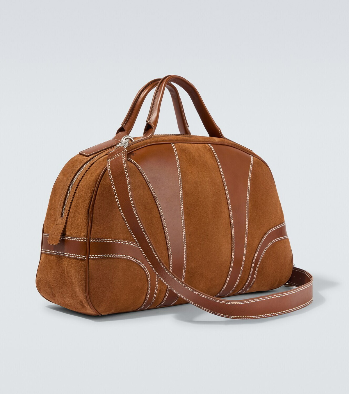 Dries Van Noten Leather-trimmed suede duffel bag
