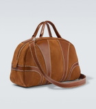 Dries Van Noten Leather-trimmed suede duffel bag