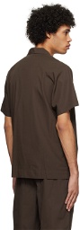 Tekla Brown Short Sleeve Pyjama Shirt