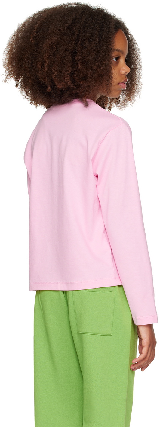 Marni Kids Pink Logo Appliqué Long Sleeve T-Shirt Marni