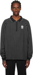 Metalwood Studio Black Ribbed LS Polo