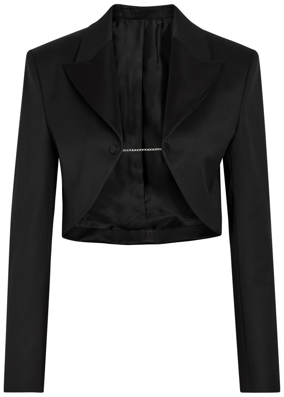 Alaïa Cropped Silk and Stretch-wool Jacket Black