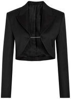Alaïa Cropped Silk and Stretch-wool Jacket Black