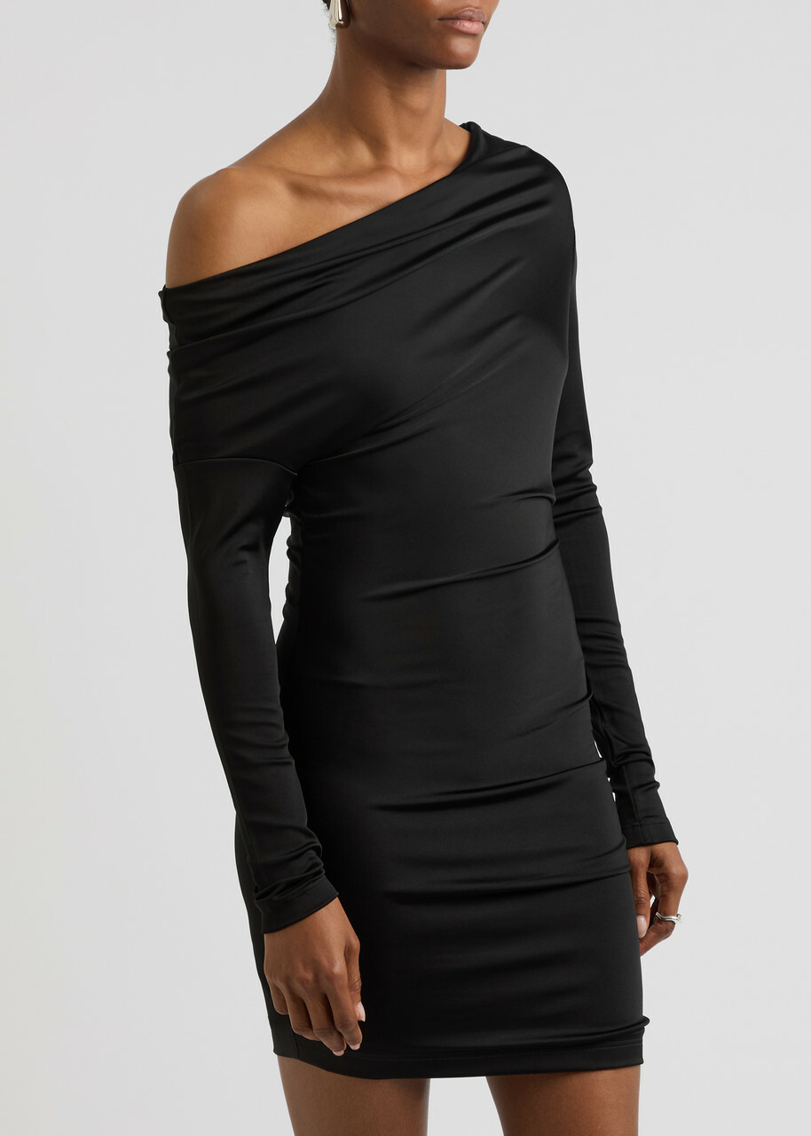 Alexander Mcqueen Draped One-shoulder Stretch-jersey Mini