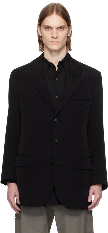 Photo: Y's For Men Black Right Double Rimmed Pocket Blazer