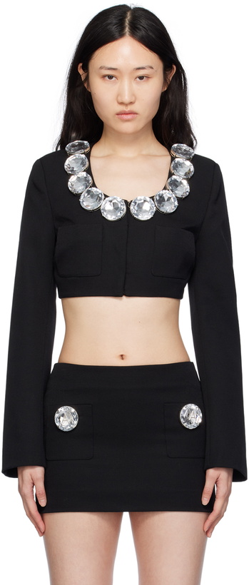 Photo: AREA Black Jumbo Crystal Blazer