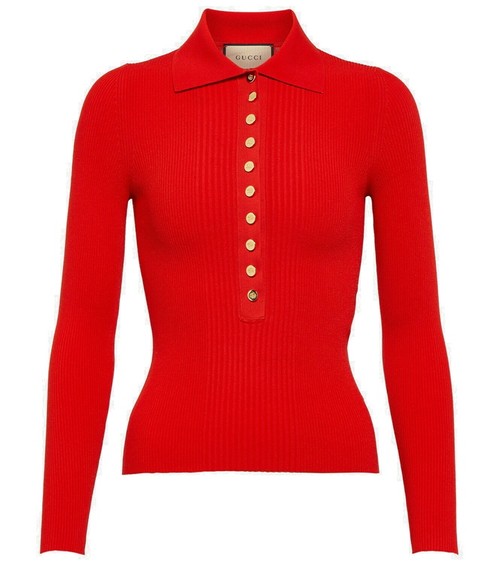 Photo: Gucci Ribbed-knit polo sweater
