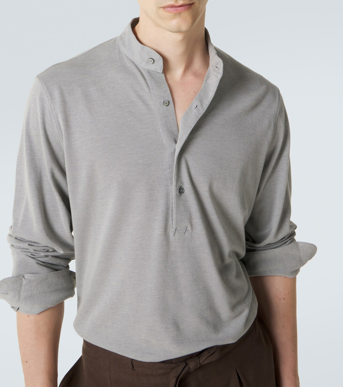 Stòffa Cotton and silk Henley shirt