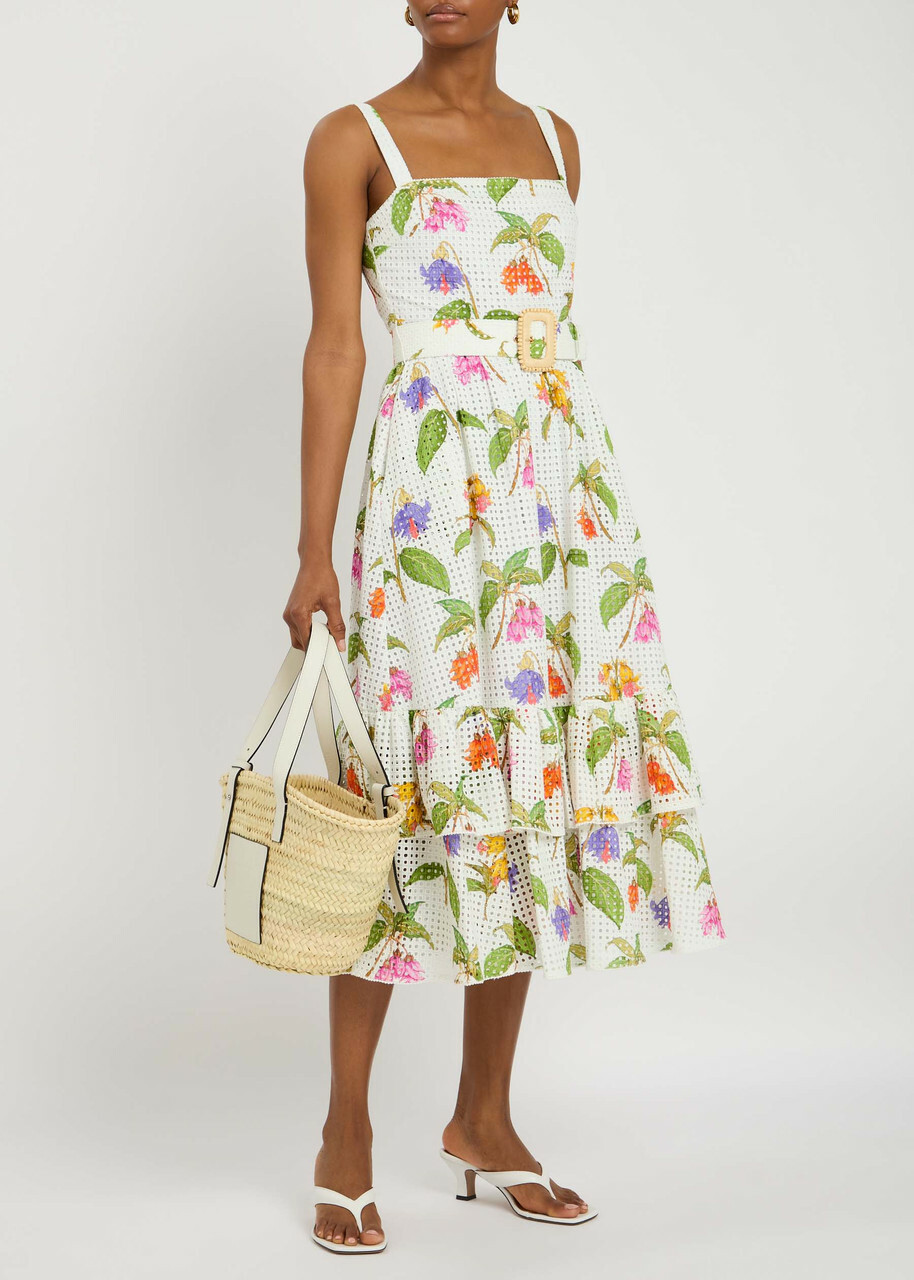 Borgo DE Nor Dani Printed Open-knit Cotton Midi Dress Multicoloured