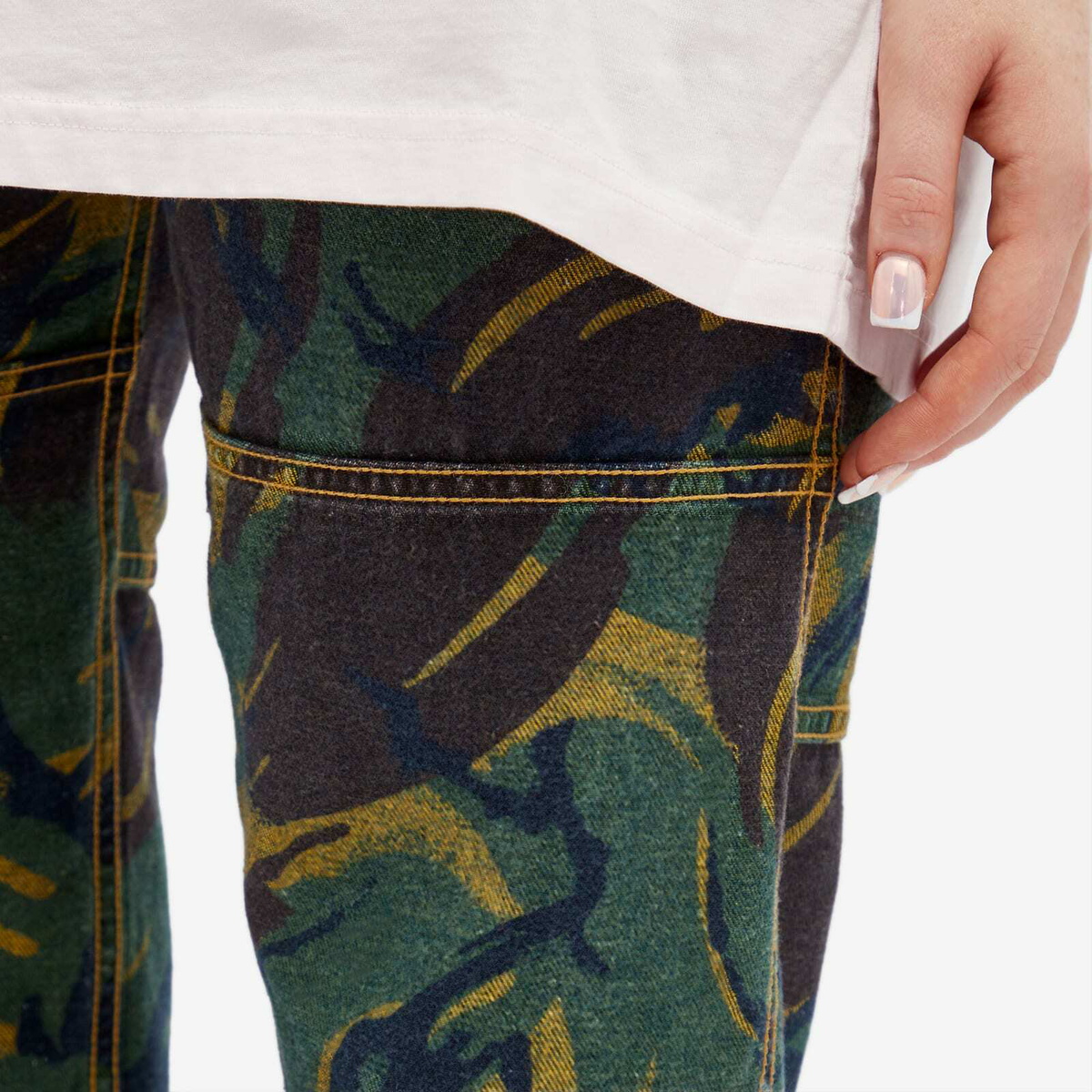 Martine Rose Women's Reversible Camo Print Jeans in Blue Camo