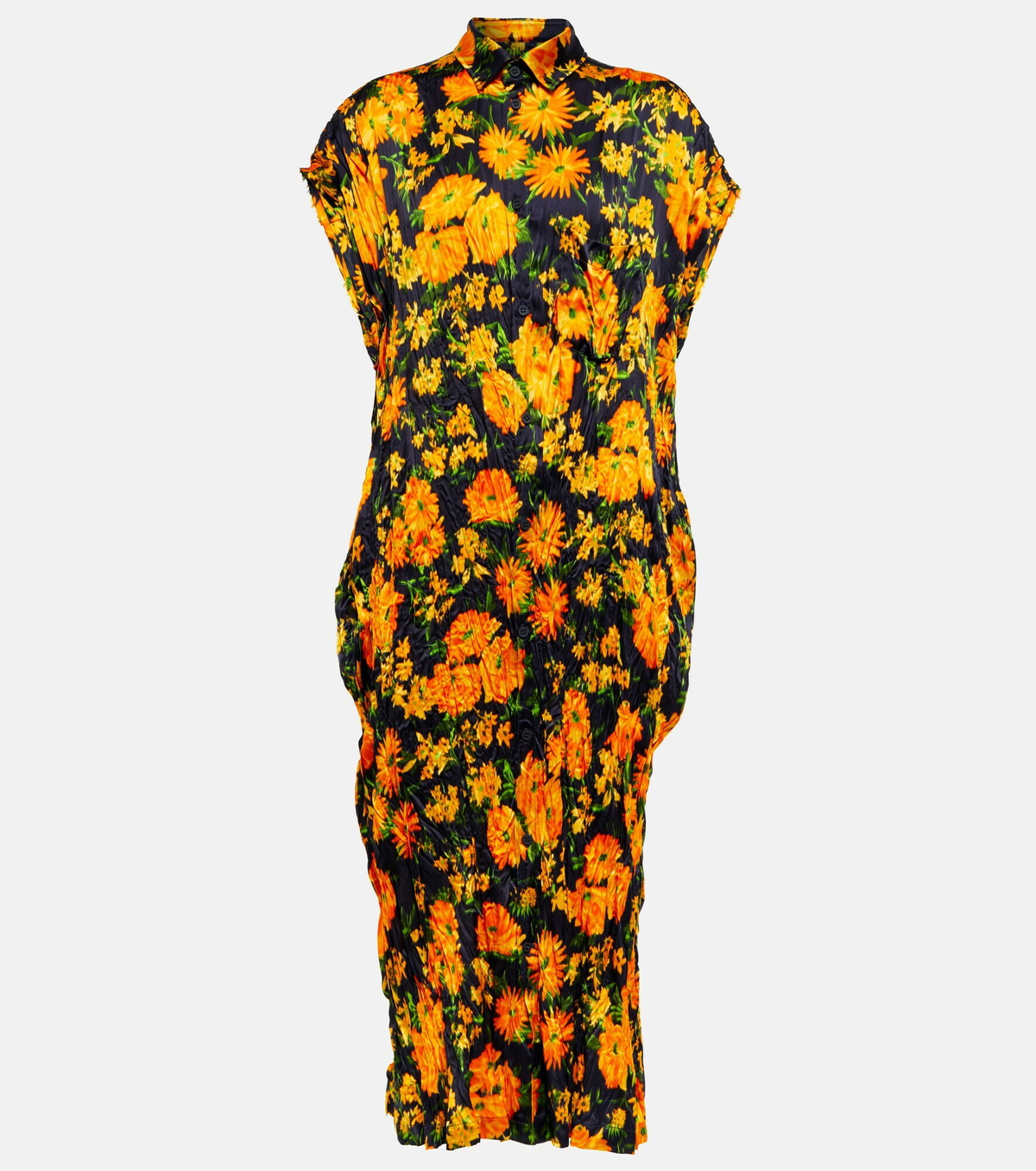 ワンピース Balenciaga Embroidered Satin Dress Balenciaga - Floral silk satin midi dress Balenciaga
