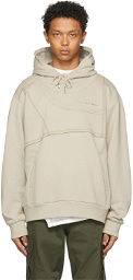 Feng Chen Wang SSENSE Exclusive Beige French Terry Paneled Hoodie