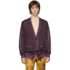 Dries Van Noten Purple Jaxson Metallic Cardigan