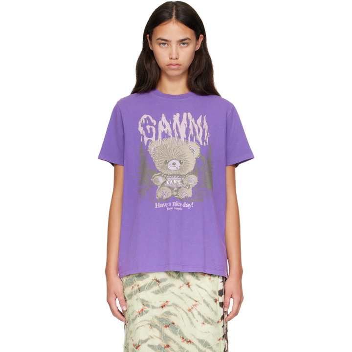 Photo: GANNI Purple Future Heavy Relaxed Teddy Forest T-shirt