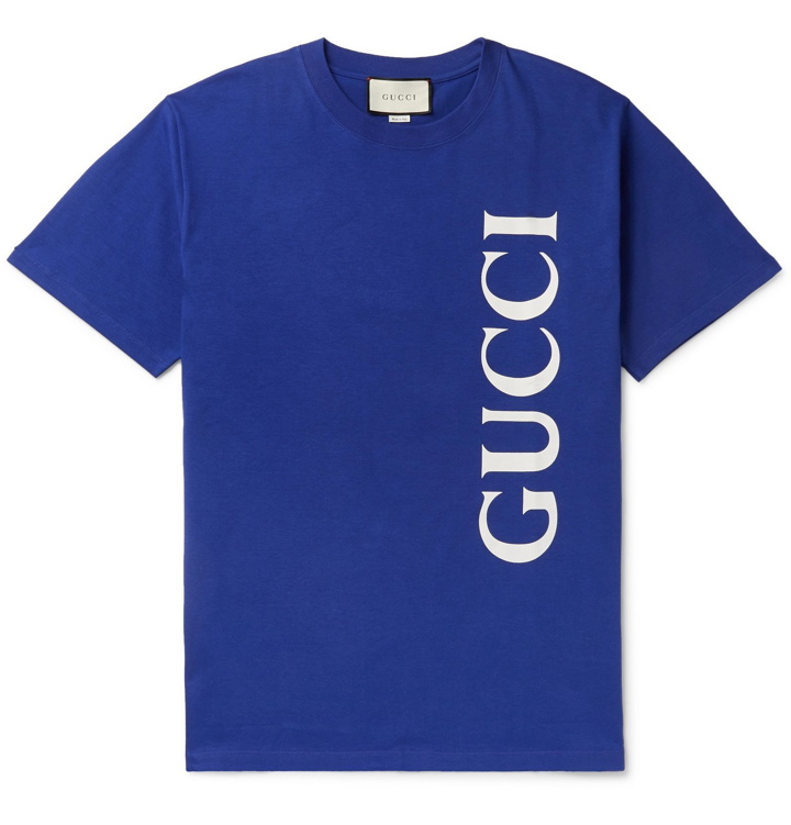 Photo: Gucci - Oversized Logo-Print Cotton-Jersey T-Shirt - Blue