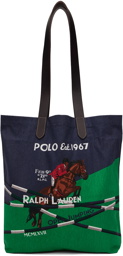 Polo Ralph Lauren Blue & Green Polo Horse Tote