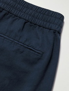 Sunspel - Straight-Leg Cotton and Linen-Blend Drawstring Trousers - Blue