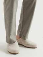 Mulo - Suede-Trimmed Shearling-Lined Recycled Wool Slippers - Neutrals