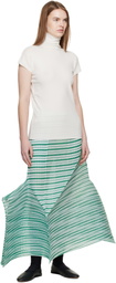ISSEY MIYAKE Green Generic Stripes Machine Pleats Midi Skirt
