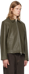 Sunflower Green Short Leather Jacket