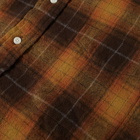 Gitman Vintage Men's Button Down Shaggy Flannel Check Shirt in Brown Melange