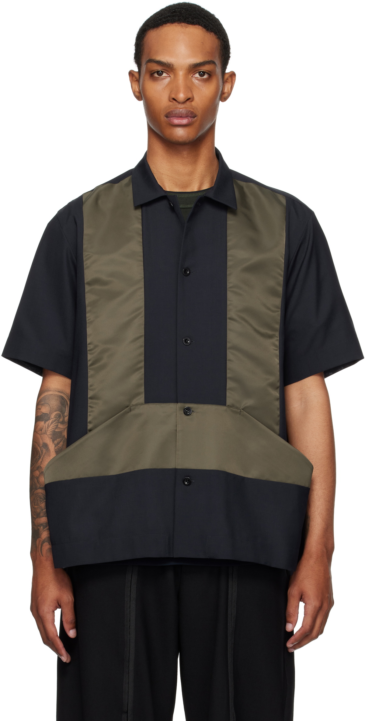 sacai Khaki & Navy Suiting Shirt Sacai