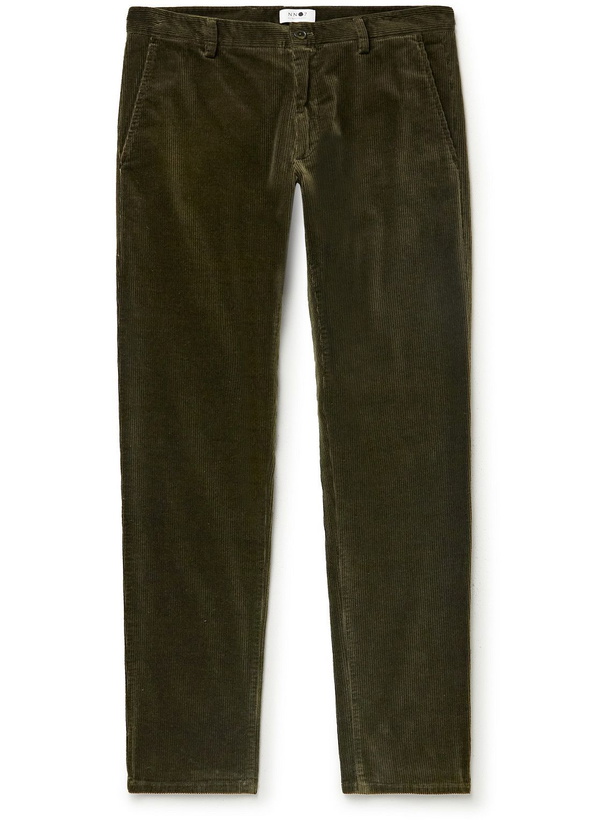 Photo: NN07 - Karl Straight-Leg Organic Cotton-Blend Corduroy Trousers - Green