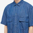 FrizmWORKS Men's Linen Short Sleeve Shirt in Blue