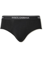 DOLCE & GABBANA - Two-Pack Stretch-Cotton Briefs - Black - 3